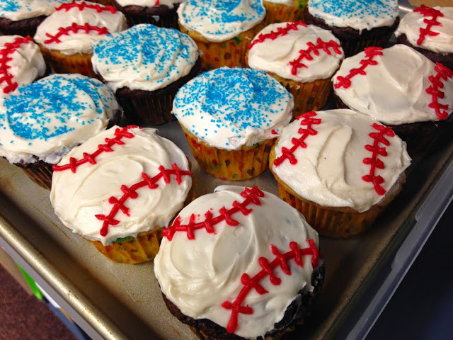 Test prep tips post-test party with baseball cupcakes