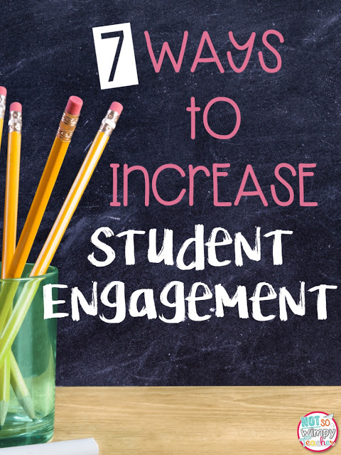 You can increase student engagement by using music, using call backs, student choices, work in pairs or groups. Take brain breaks and utilize interactive notebooks.