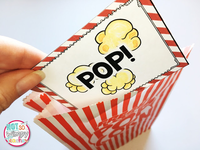 popcorn card for vocabulary games