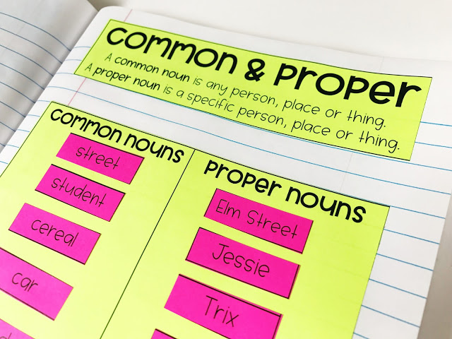 Free ELA resources for grades 2-5 - these grammar lessons included interactive notebooks