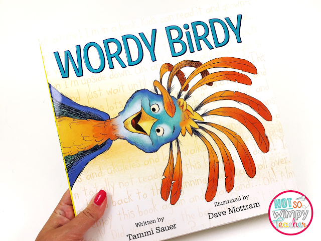 This image shows the book cover of the book "Wordy Birdy." Reading picture books is the perfect back to school activity. 