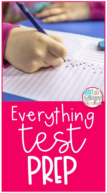 everything test prep pin showing a child filling n bubbles on answer sheet