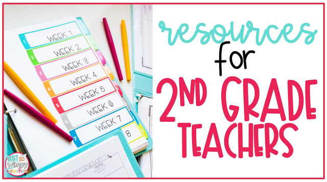 Resources for second grade teachers cover image with wiring unit binder and flair pens