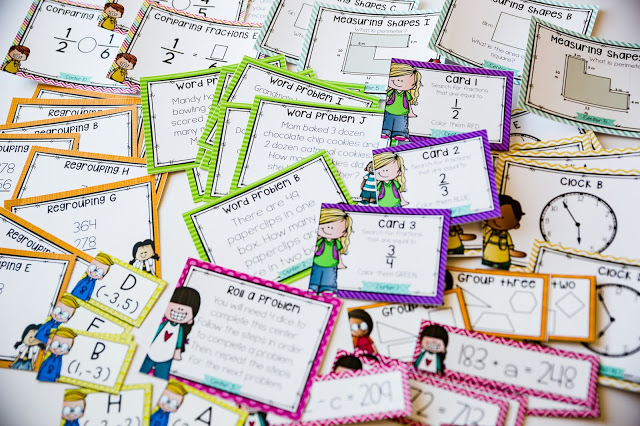Math center task cards are good resources for second grade