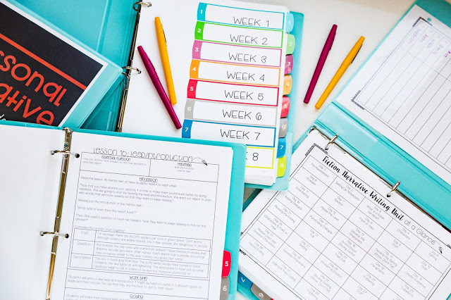 writing resources for third grade, year long units in binders