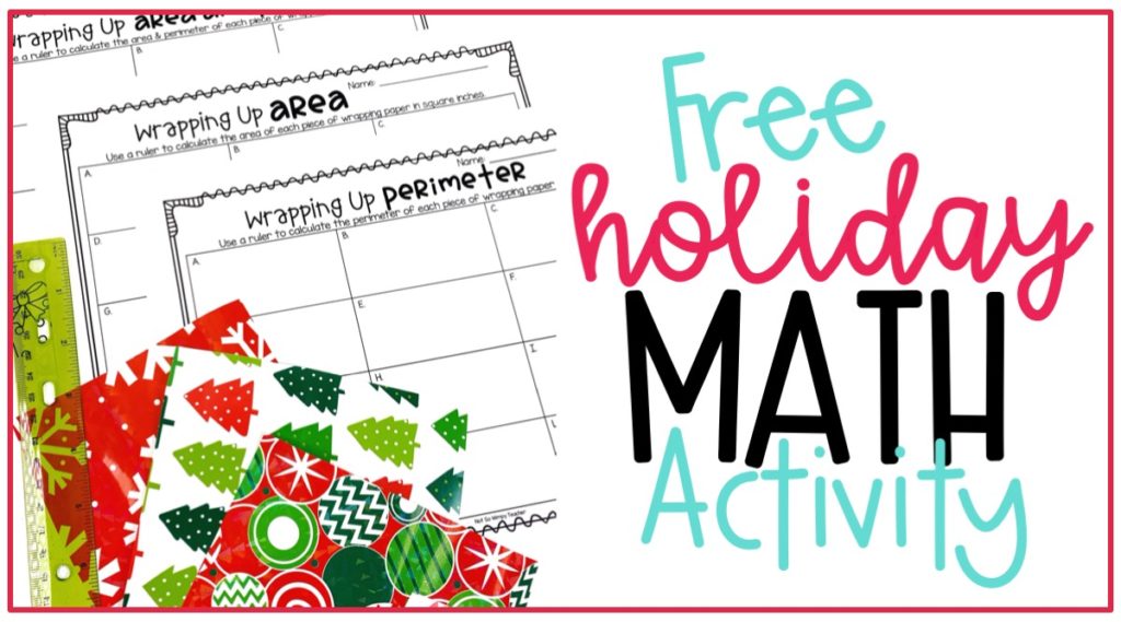 Free Christmas holiday area and perimeter math activity