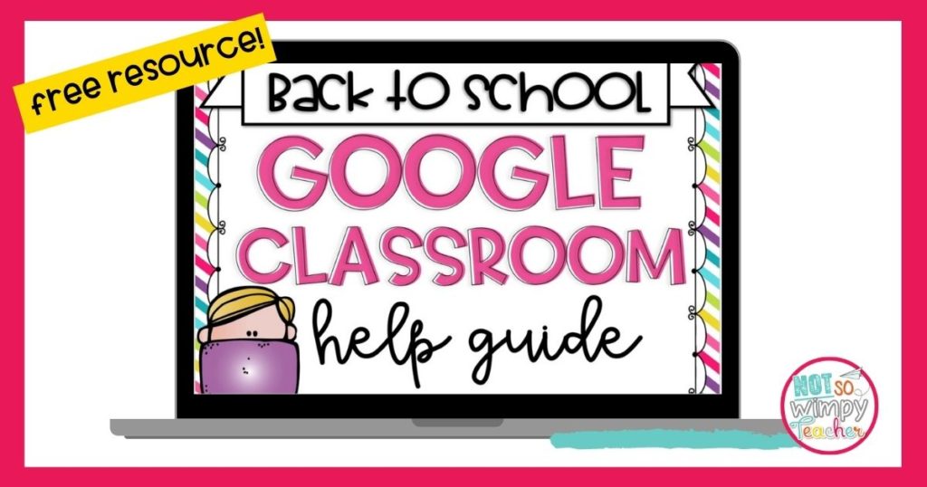 laptop with animated boy and text overlay google classroom help guide