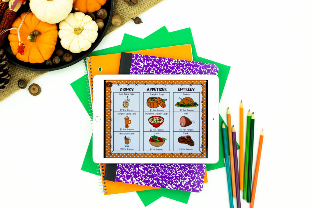 Digital Thanksgiving Activity for the classroom