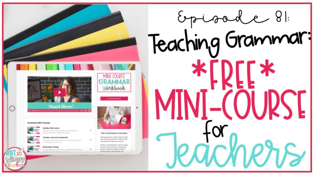 ipad displaying free teaching grammar mini course for teachers
