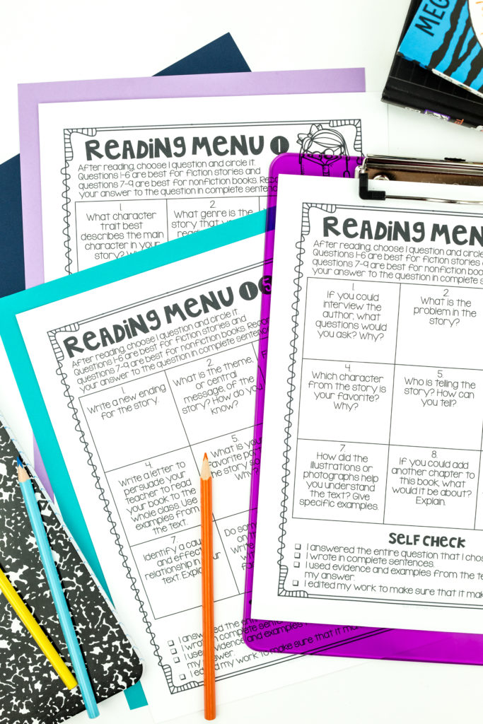 Close up of reading menu featuring a checklist to help improve the quality of student work in student centers