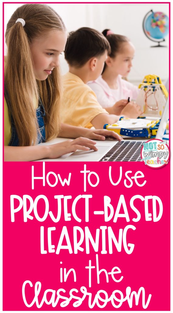 Pin for How to use Project-Based learning in the classroom with students working on a computer
