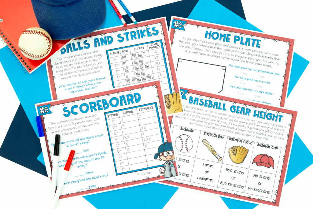 Printable pages to laminate from Baseball escape room mat activity