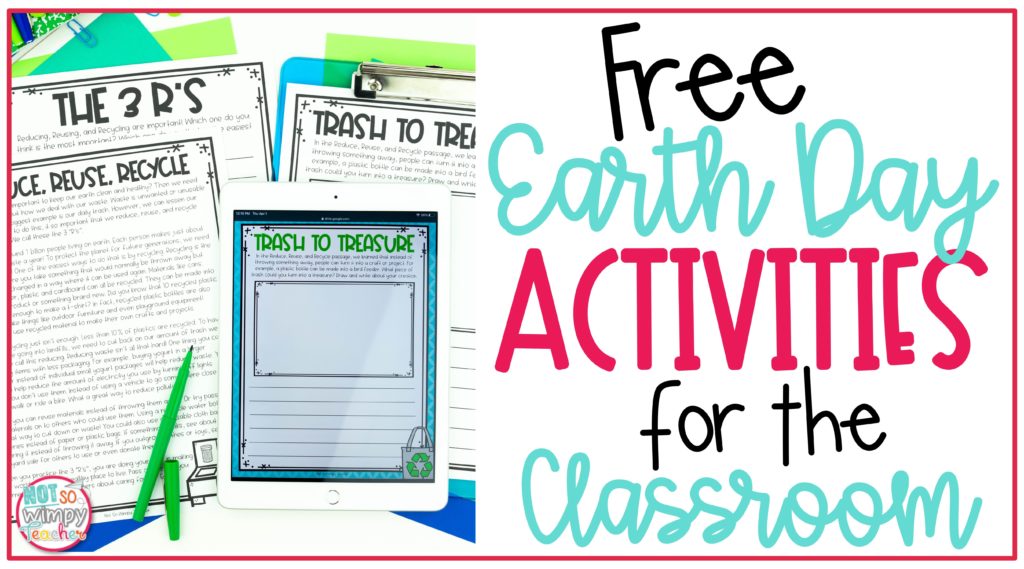 Cover image for Free Earth Day Activities for the classroom showing printable and digital activities
