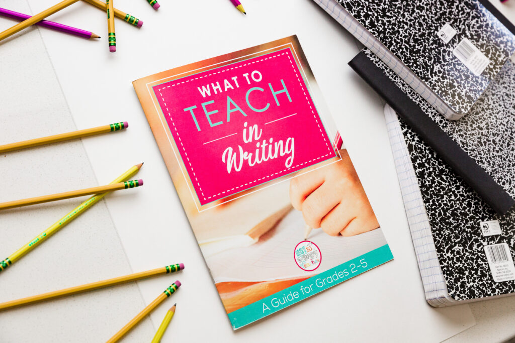 What to Teach in Writing Guide provides a great alternative to writing craftivities,  shown with pencils and notebooks